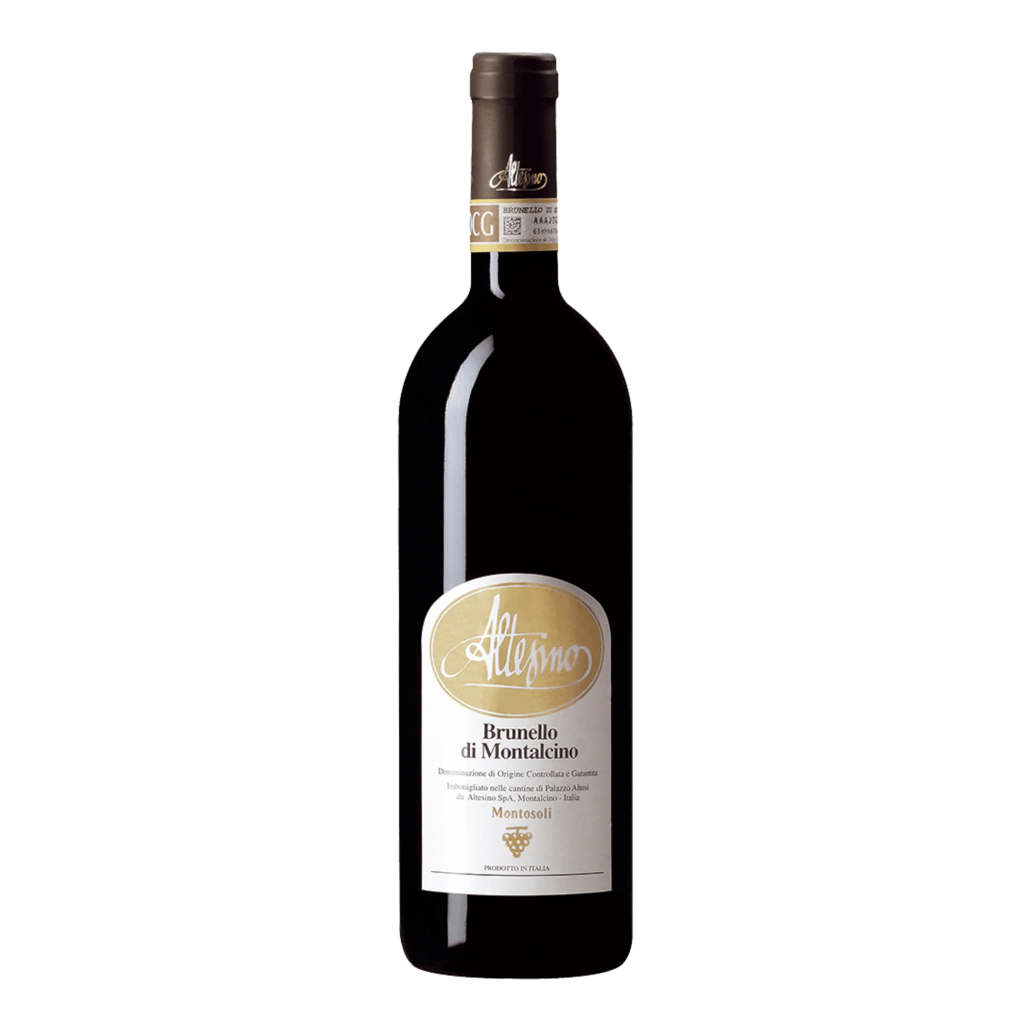 Flasche Altesino Brunello di Montalcino Montosoli 2017 vor stilvollem Hintergrund