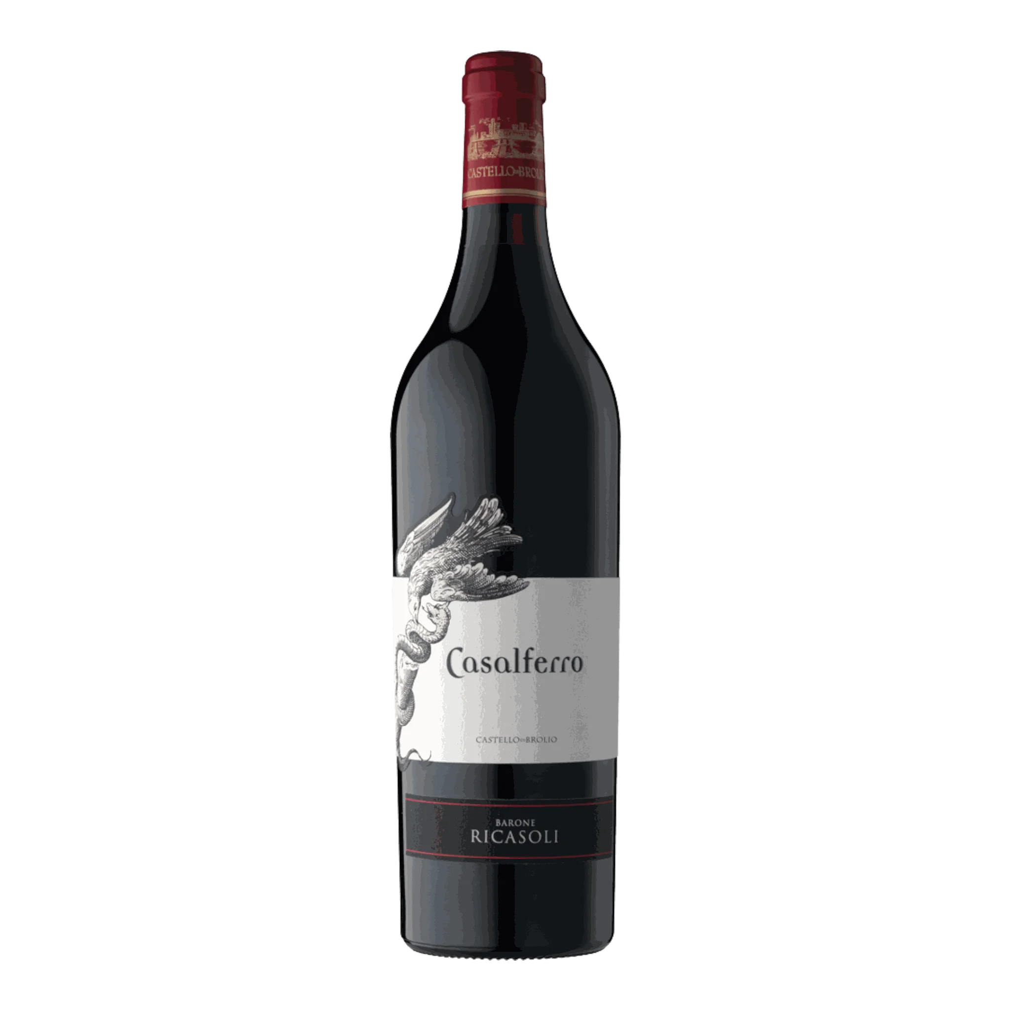 Flasche Rotwein Barone Ricasoli Casalferro 2016 in schönem Design