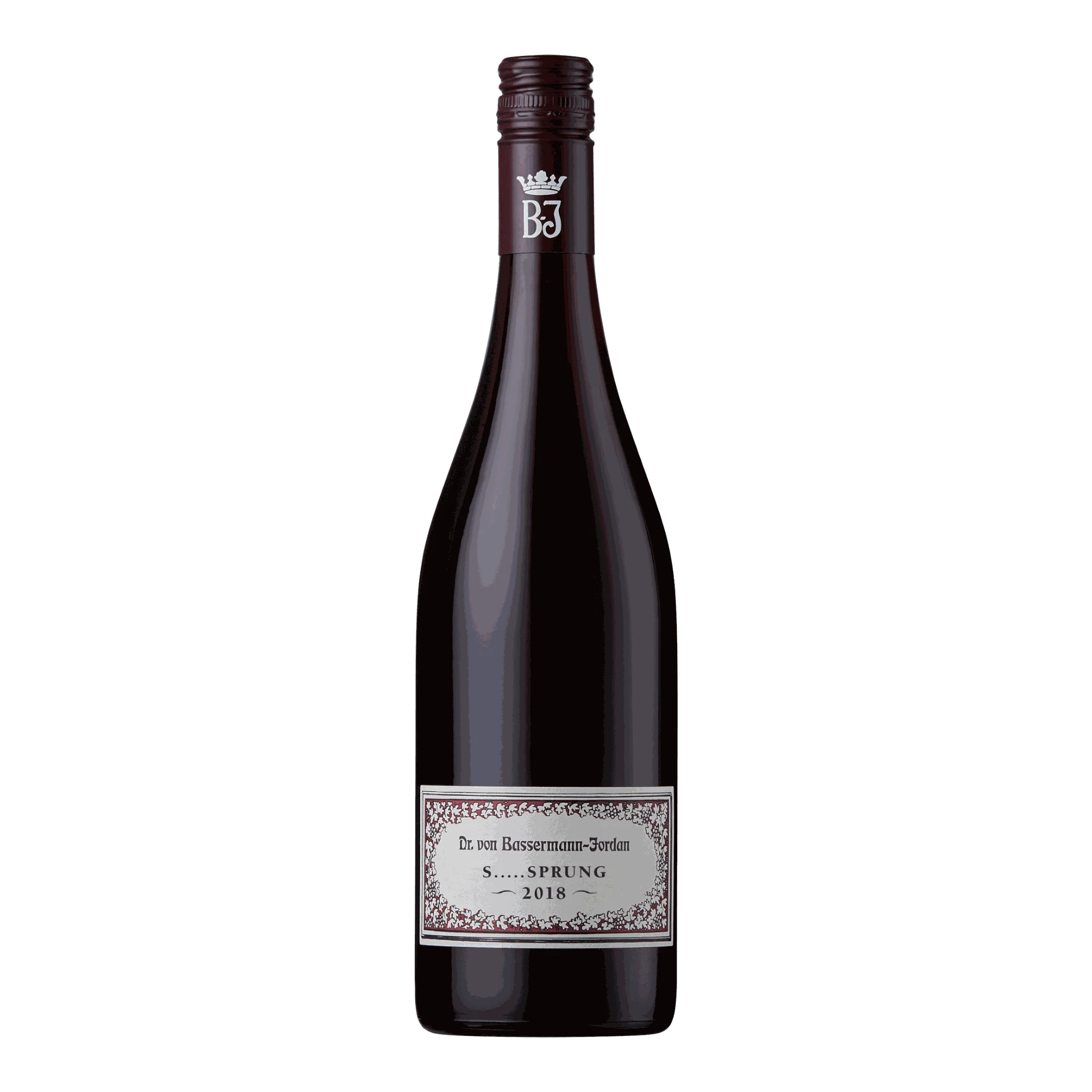 Redweinflasche Bassermann-Jordan S. . . . . Sprung 2018, der nach italienischem Wein duftet