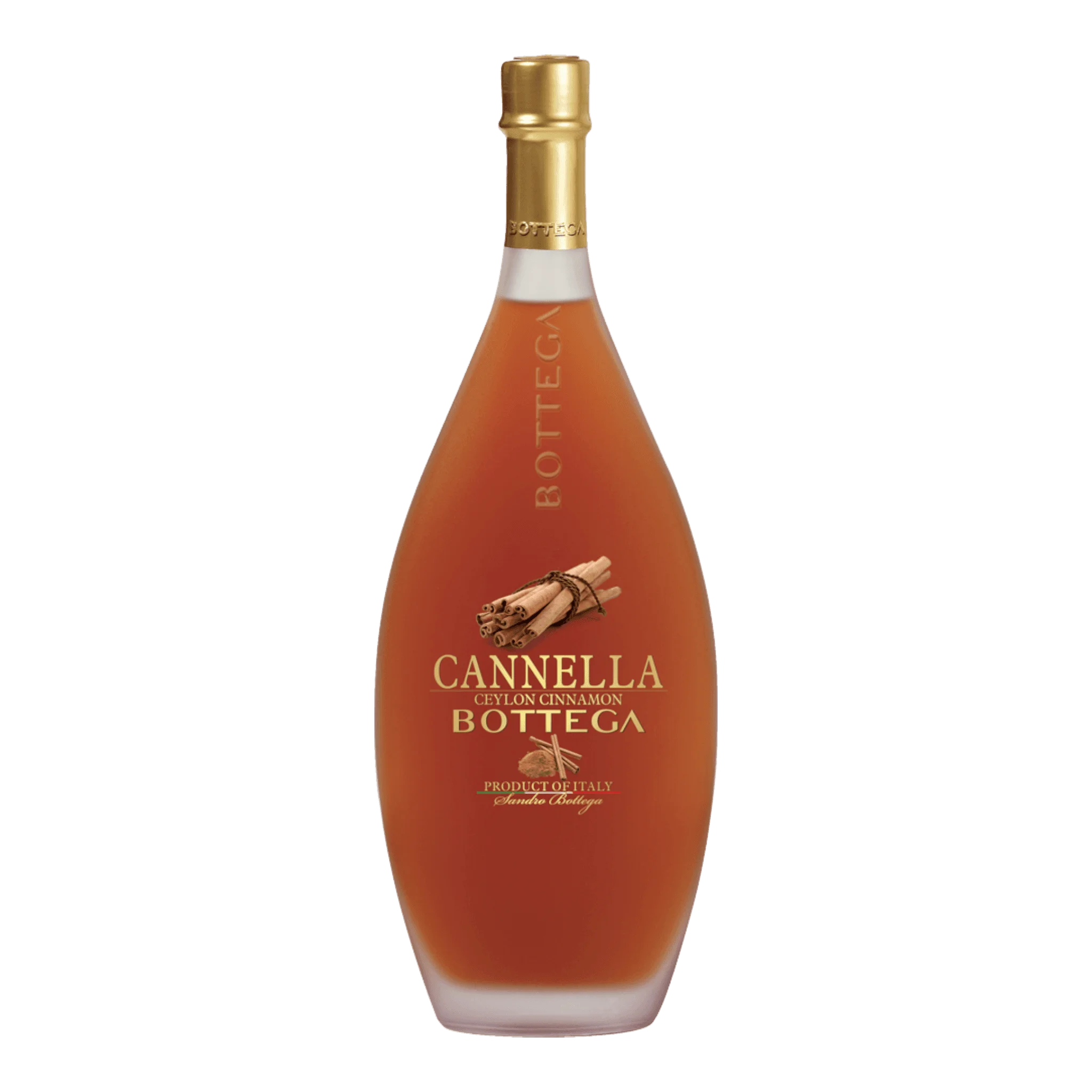 Bottega Zimtlikör in einem tröpfchenförmigen Flasche mit Zimtgeschmack