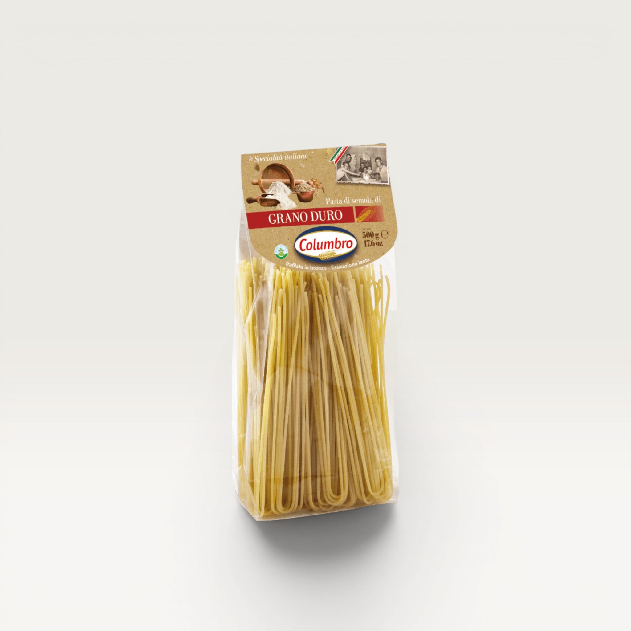 Columbro Spaghetti package with 8-10 minute cook time.