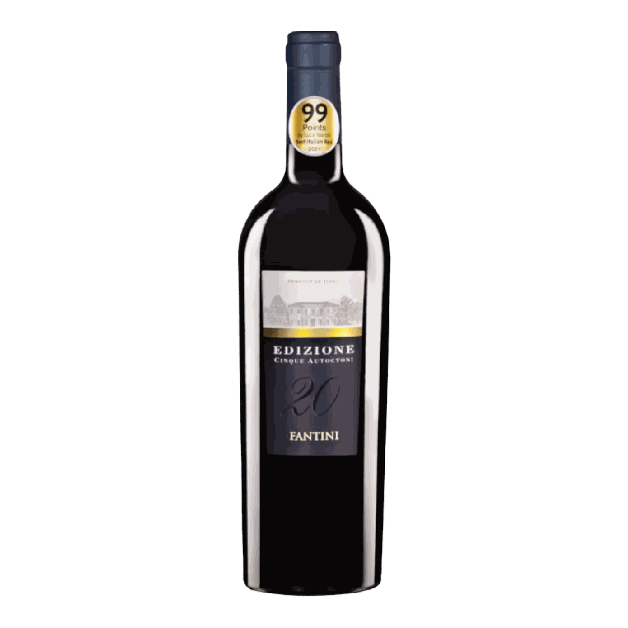 Rotweinflasche von Farnese Edizione Abruzzo mit goldener Auszeichnung für Abruzzo Cinque Autoctoni