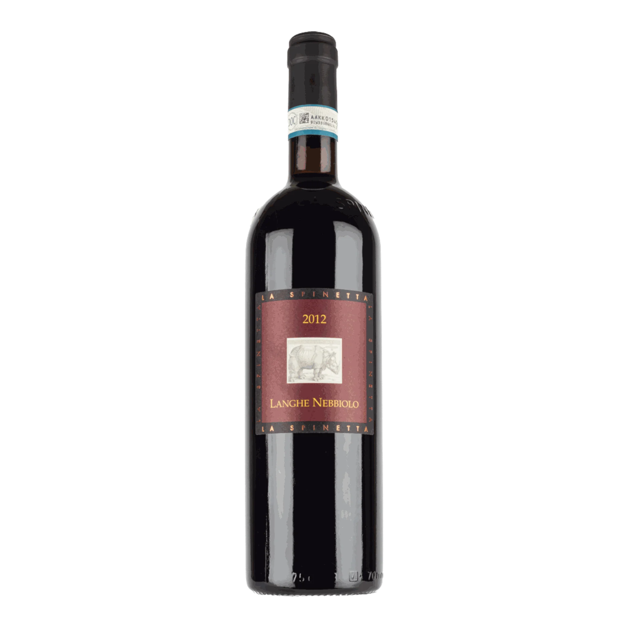La Spinetta Langhe Nebbiolo Straderi 2020 Flasche Rotwein auf weißem Hintergrund