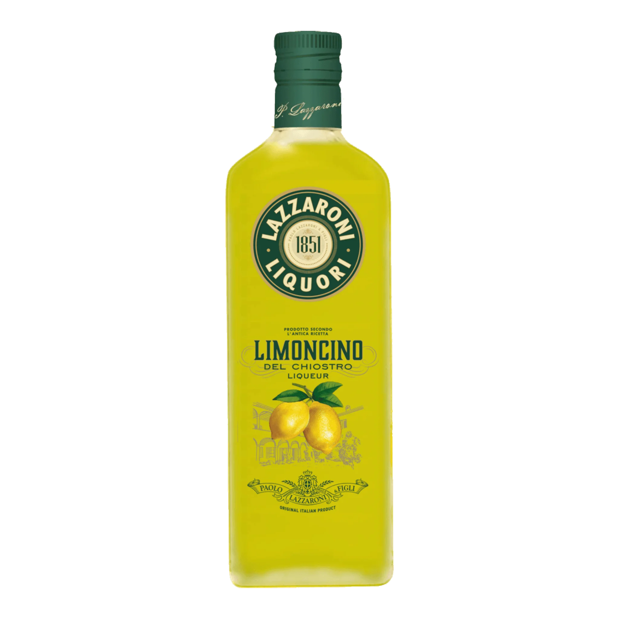 Flasche Limoncino Del Chiostro in leuchtendem Gelb für erfrischenden Genuss