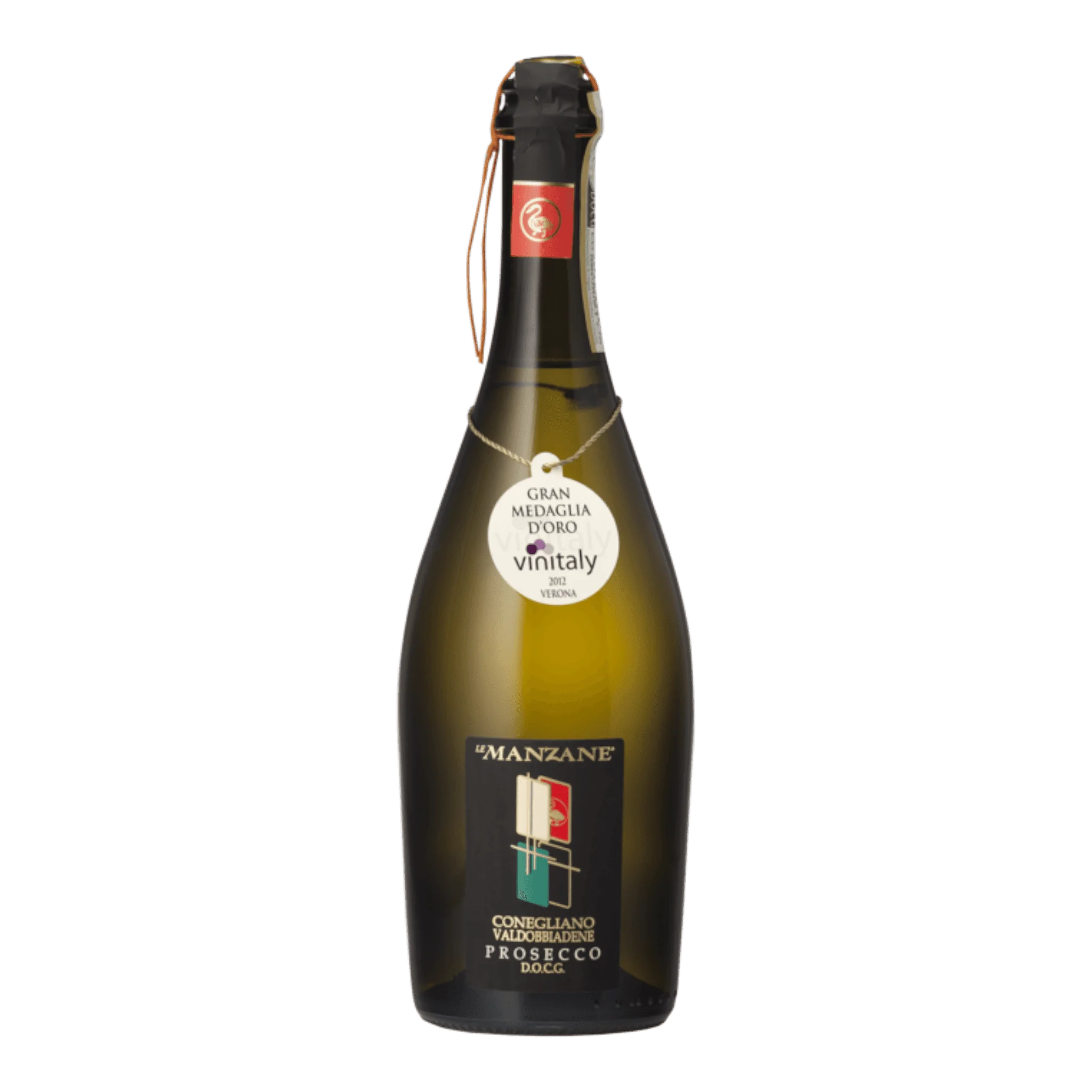 Le Manzane Prosecco Frizzante Conegliano Valdobbiadene bottle, dry and fruity flavor.