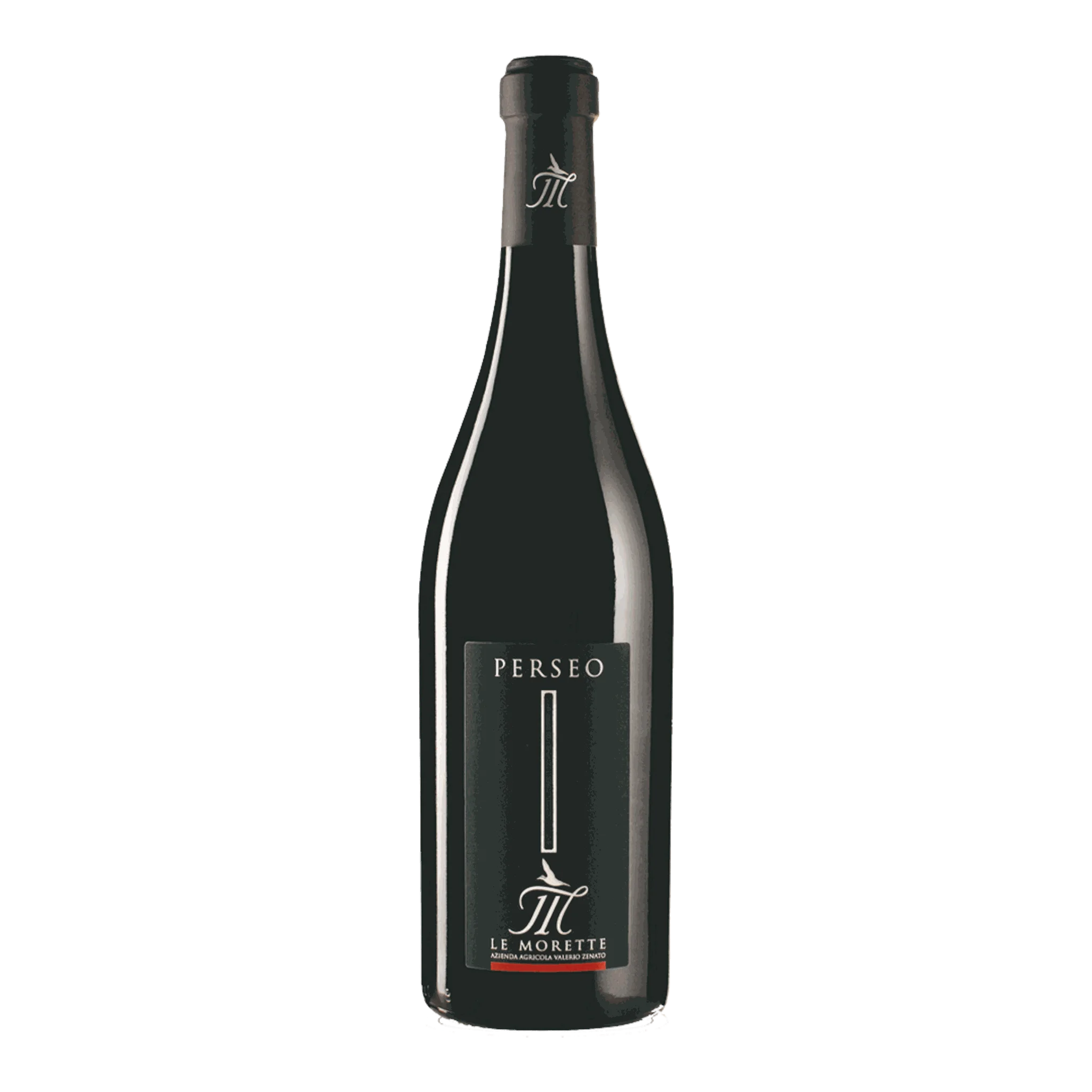 Dunkle Weinflasche von Le Morette Perseo 2020 mit Noten von Grüner Paprika