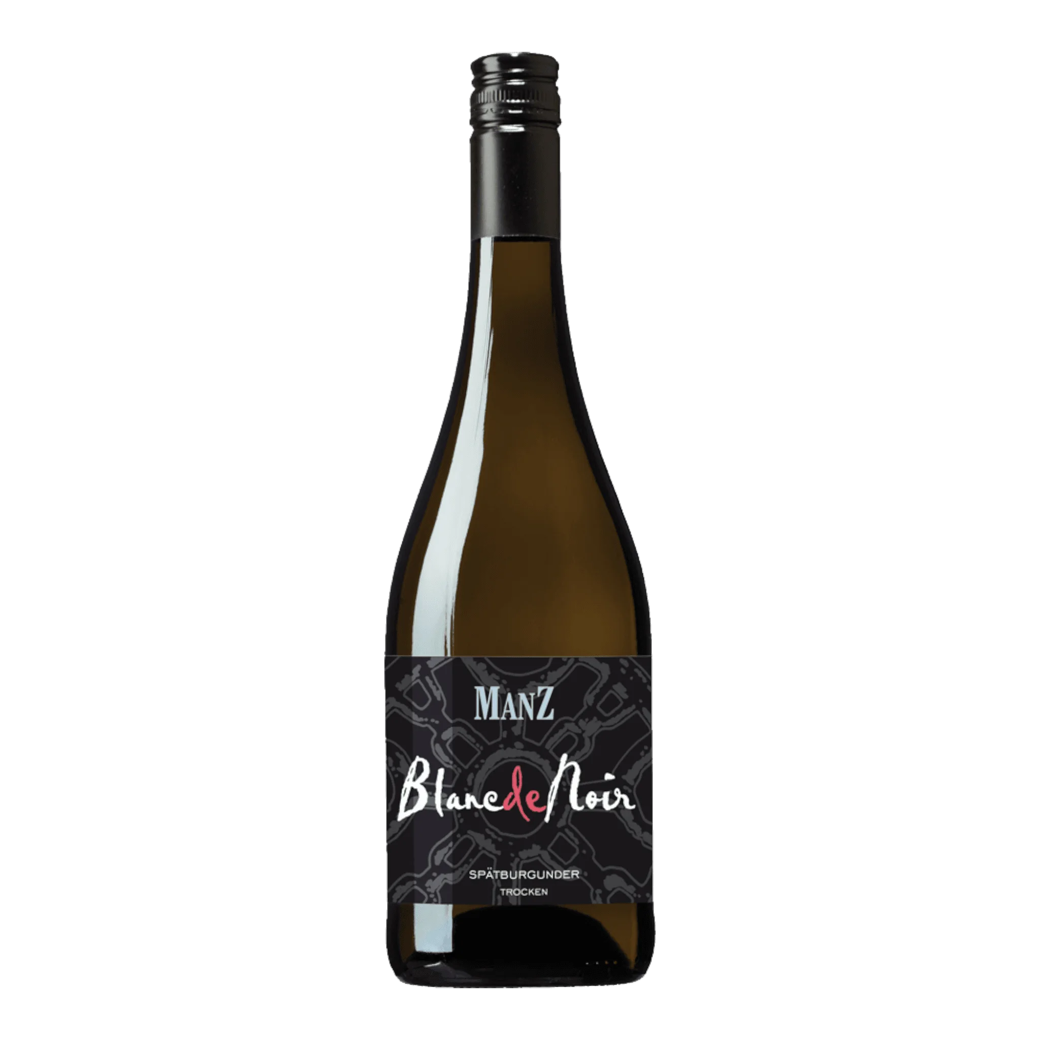 Flasche Manz Blanc de Noir 2021 mit Hauch von Granatapfel