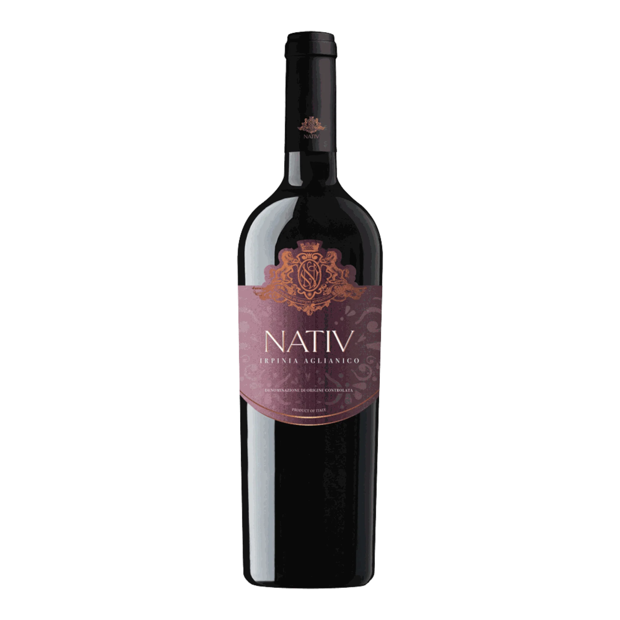 Flasche Rotwein Nativ Aglianico Irpina 2019 mit intensiven Tanninen