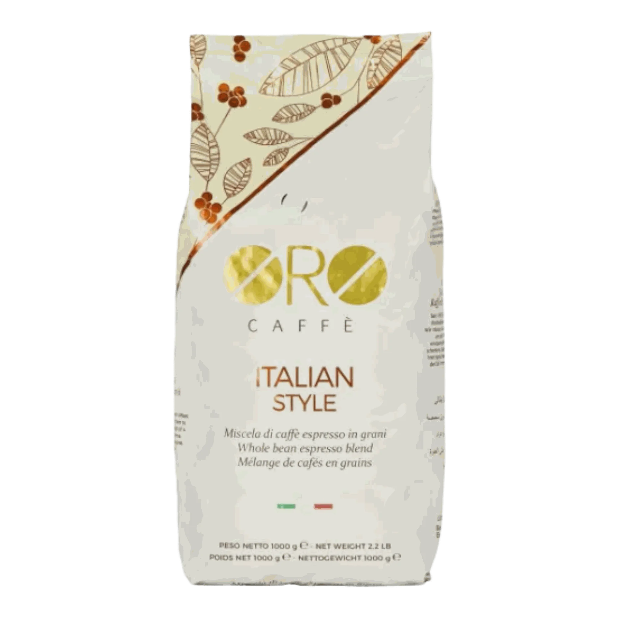 Bag von Oro Caffe Espresso italienischer Art 1 kg Ganze Bohne für echten Kaffeegenuss