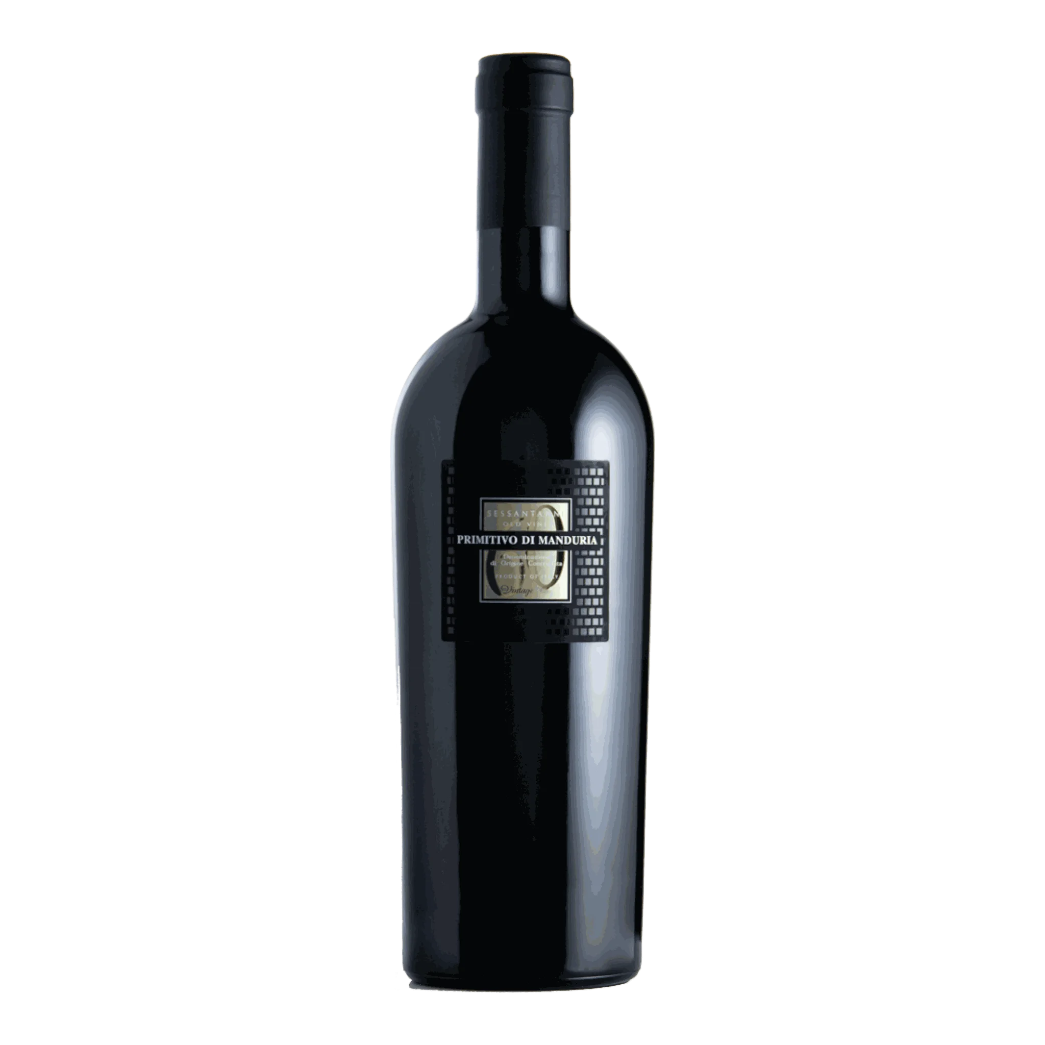 Dunkle Weinflasche von San Marzano Primitivo Di Manduria Sessantanni DOP 2018