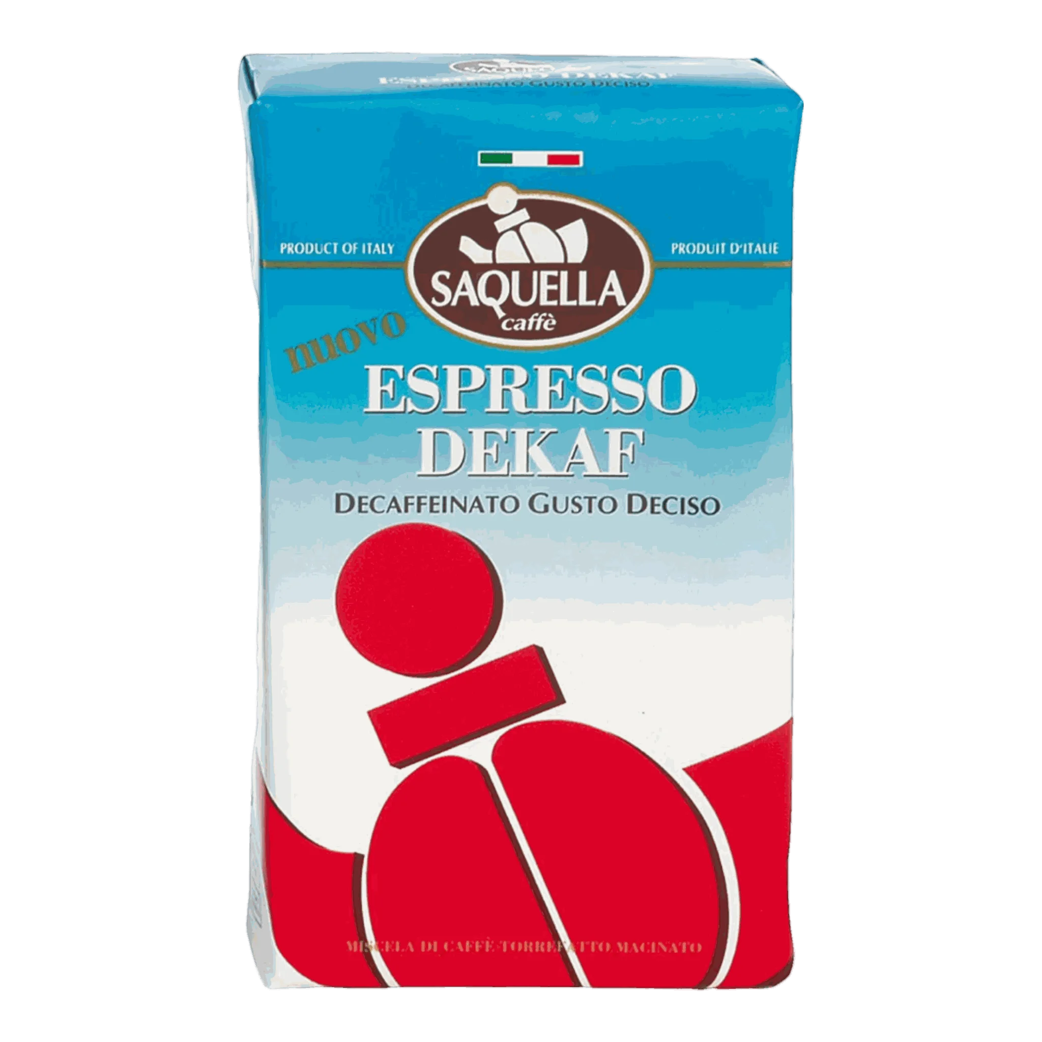 Saquella Caffè Espresso Dekaf 250 g gemahlen für italienischen Kaffeegenuss ohne Koffein