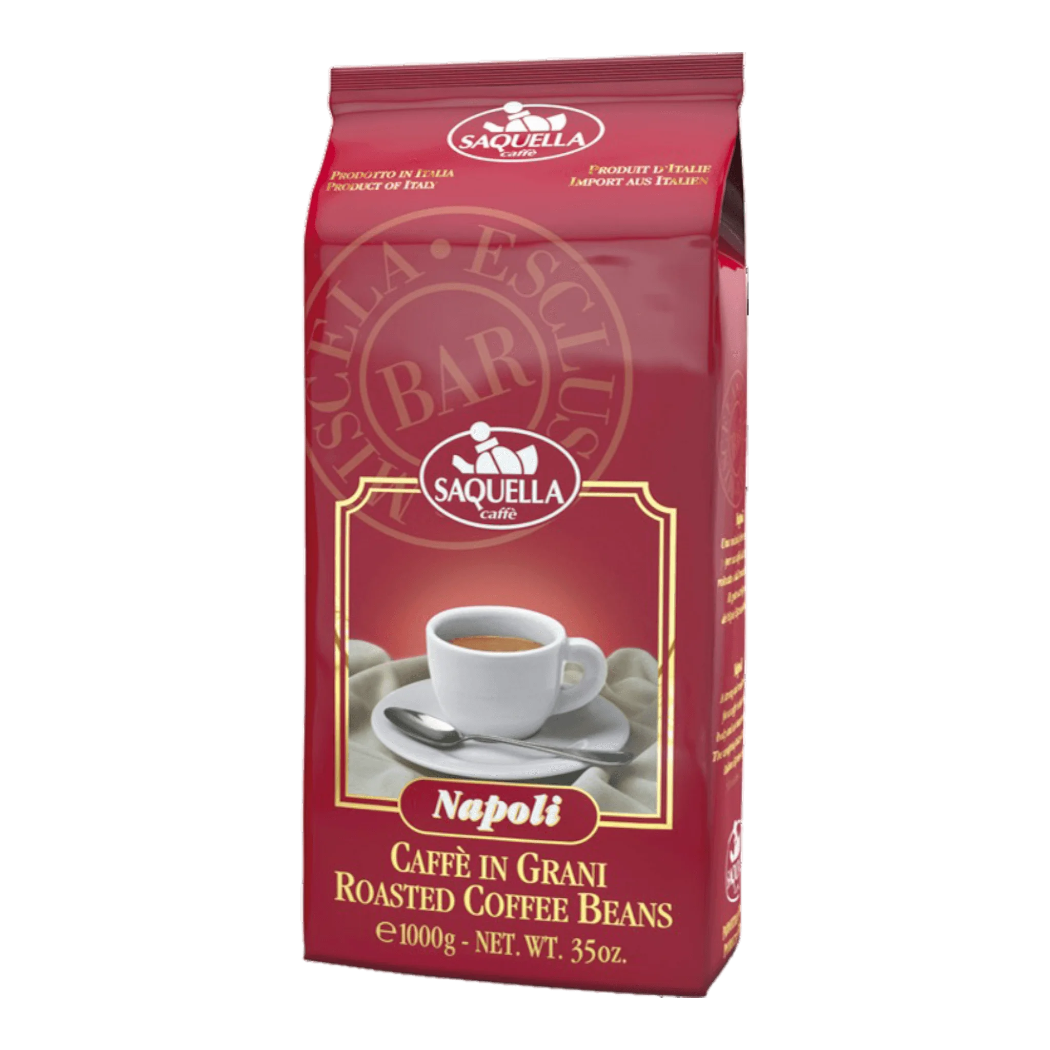 Bag mit Saquella Espresso Napoli Bohnen für schokoladigen Geschmack im Espresso Napoli Bar