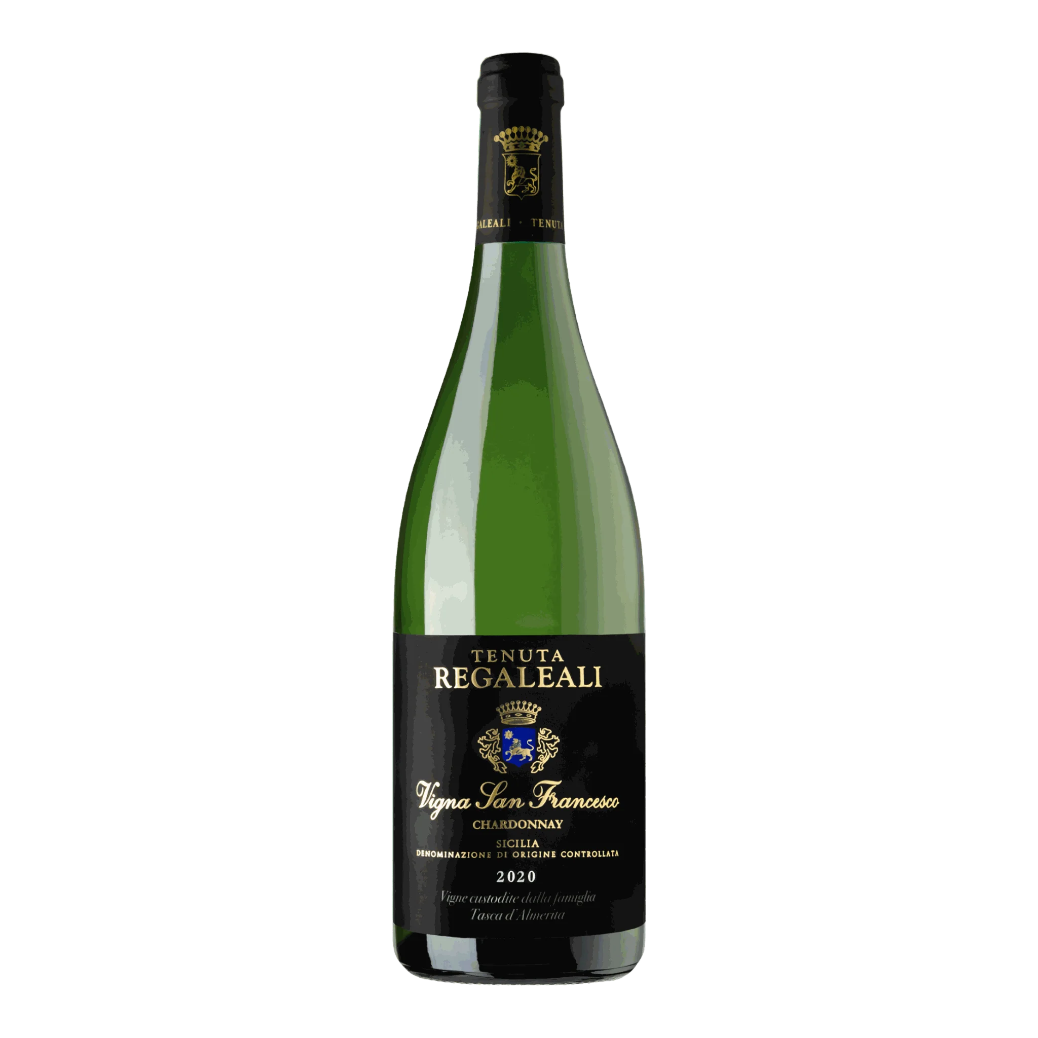 Grüne Weinflasche von Tasca D’Almerita Chardonnay Tenuta Regaleali 2020