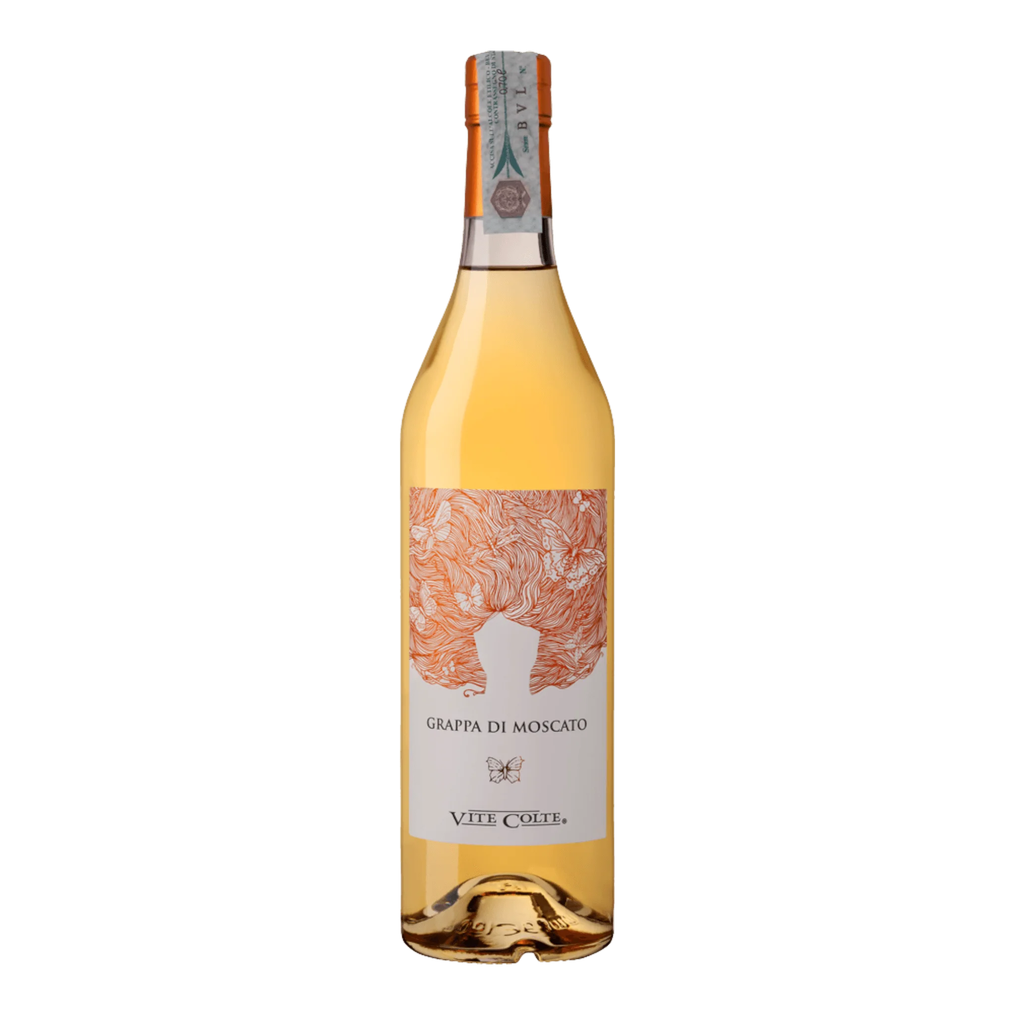 Flasche Vite Colte Grappa di Moscato, perfekter Genuss aus Trauben