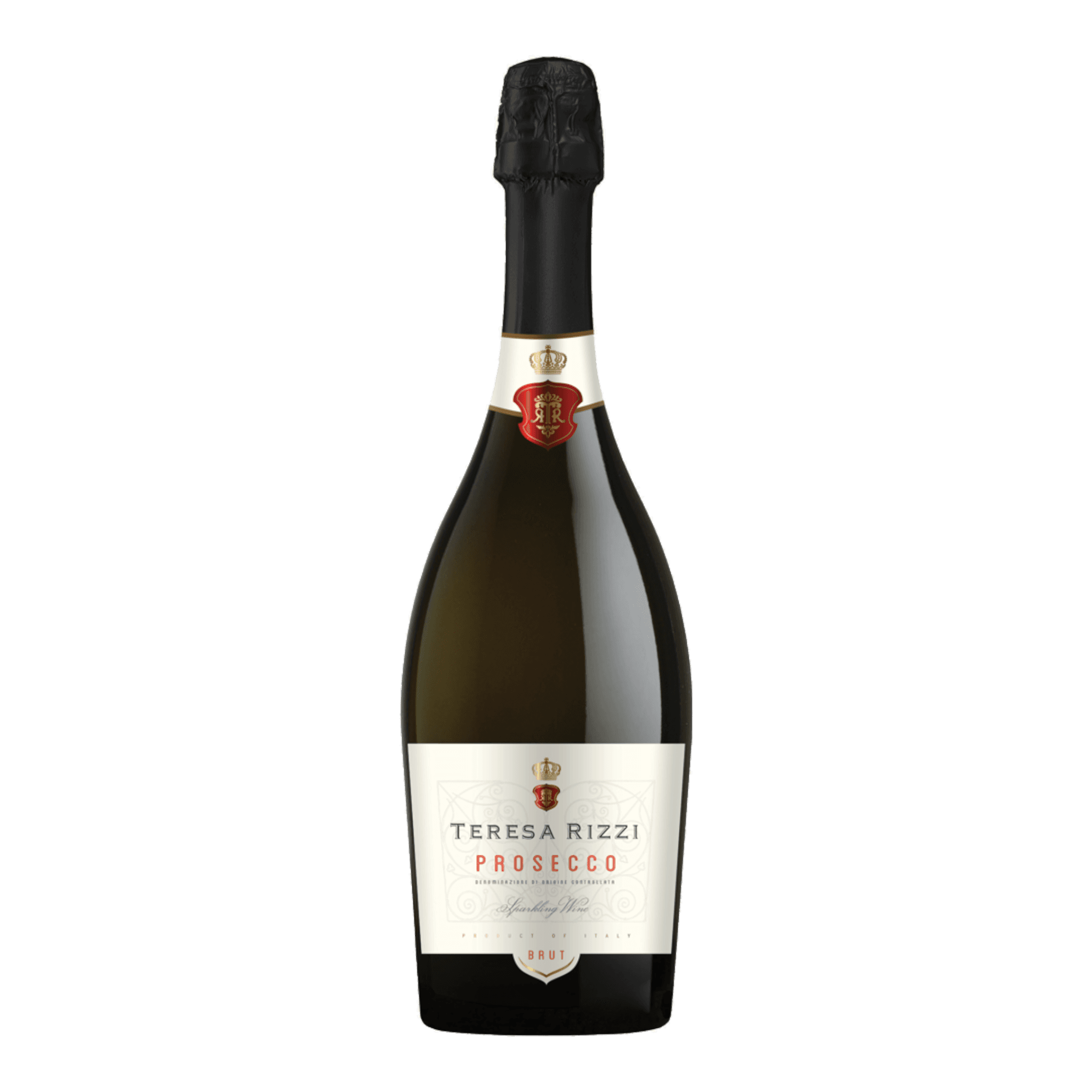 Teresa Rizzi Prosecco Spumante Brut bottle, with bright straw-yellow color and delicate bubbles.