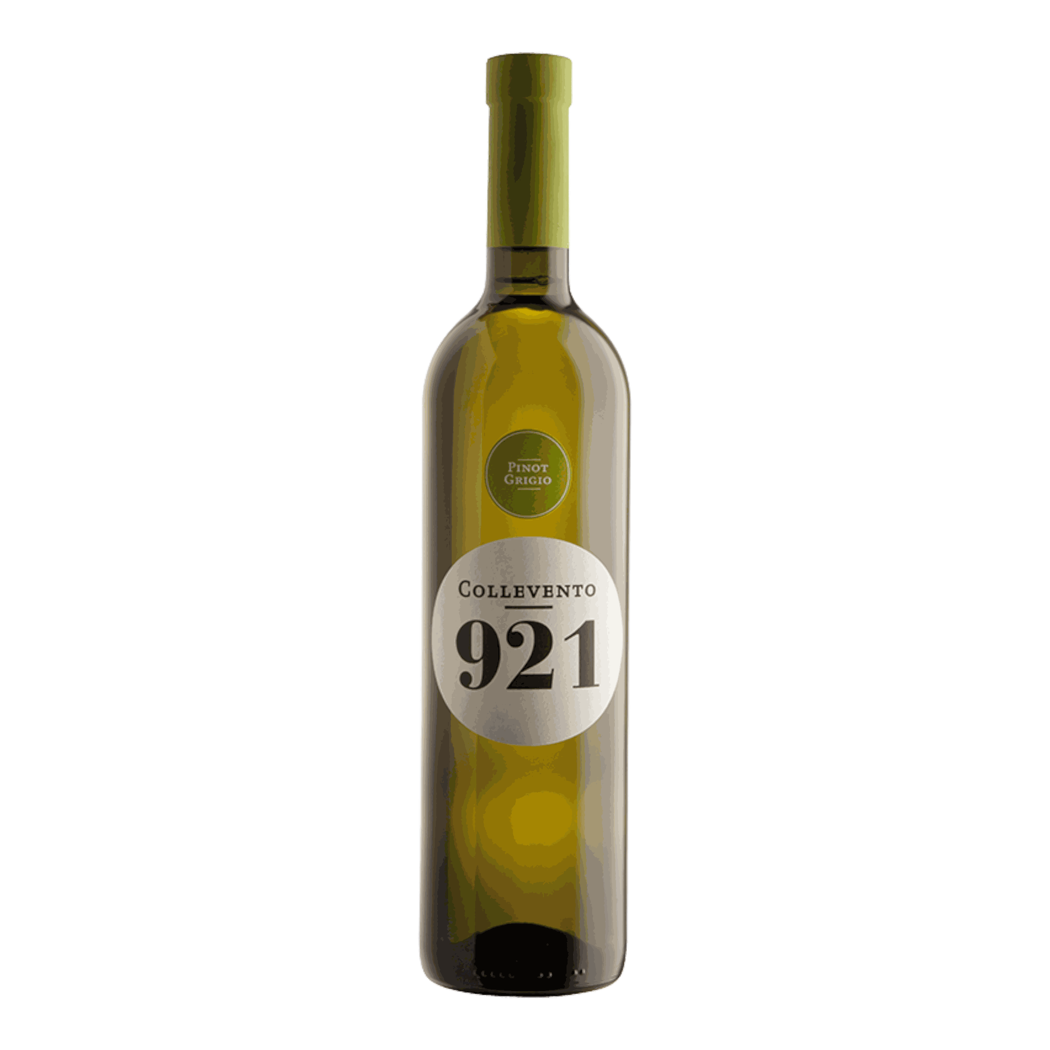 Antonutti Pinot Grigio Collevento "921" 2023 wine bottle with elegant label featuring a gold hue.