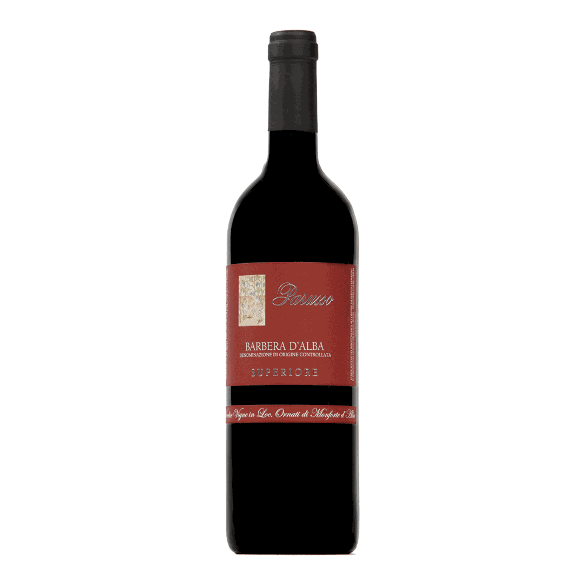 Barbera D'Alba Superiore 2018 wine bottle with a rich purplish-red hue and elegant label design.