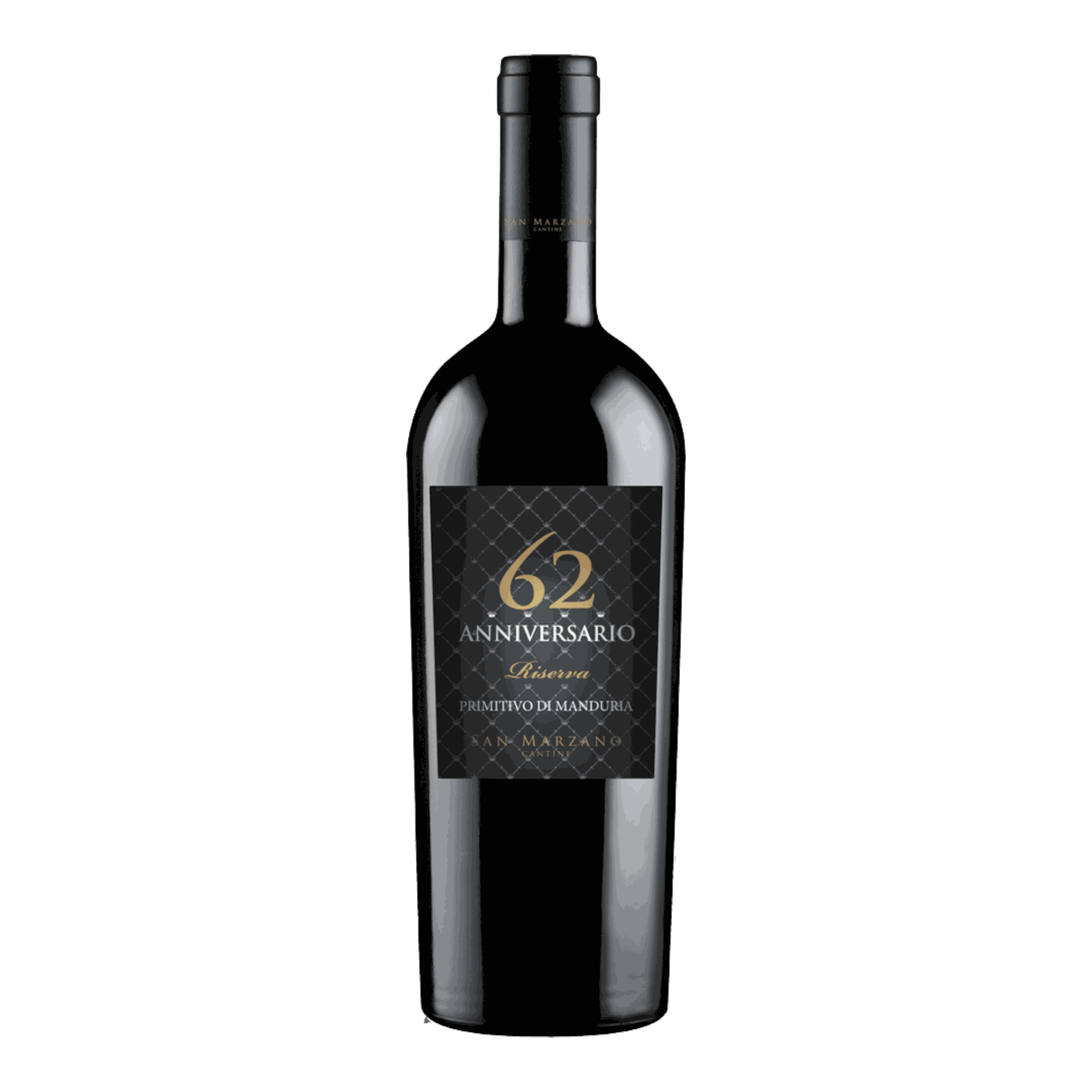 San Marzano Primitivo Di Manduria 62 Anniversario Riserva Dop 2019 wine bottle.