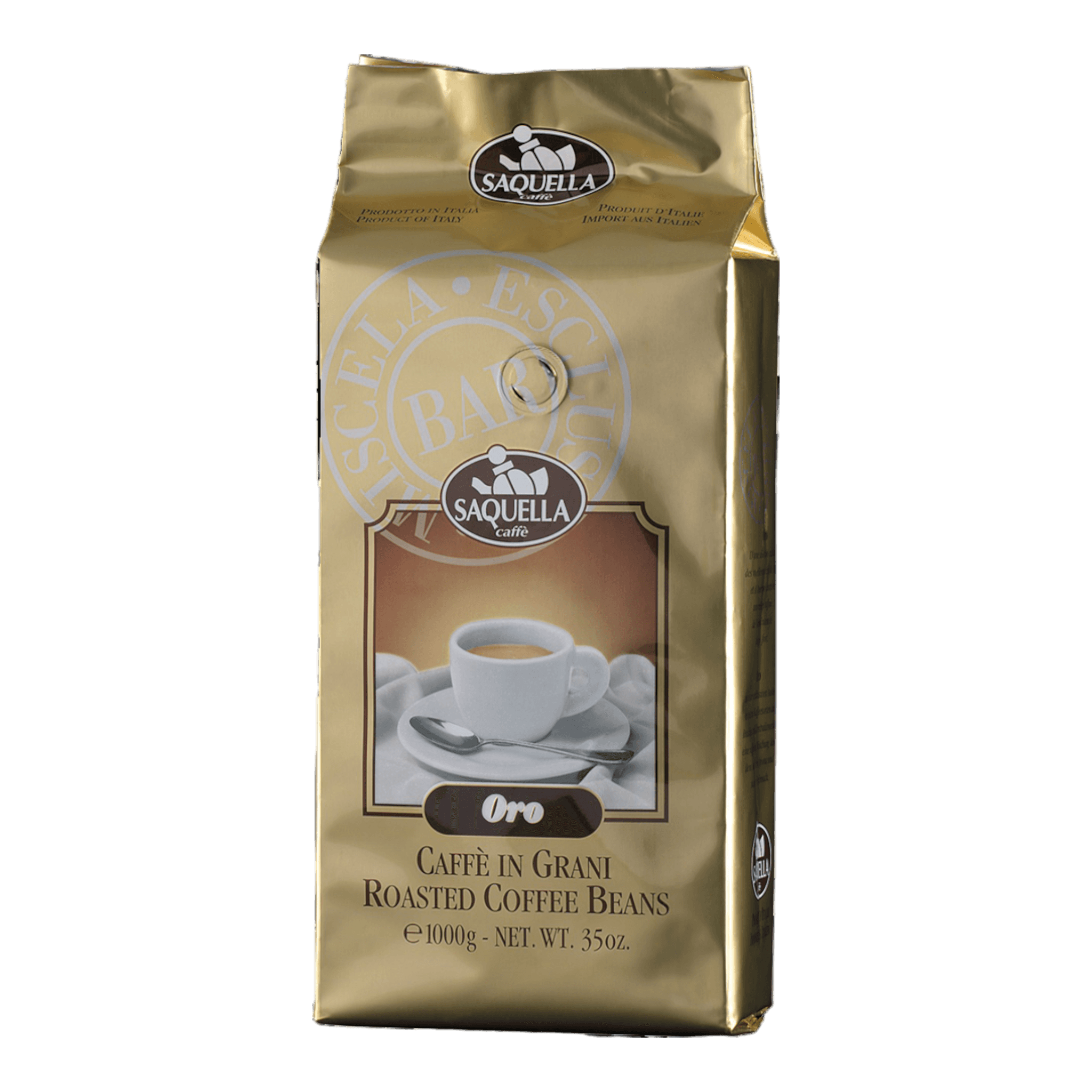 Saquella Espresso Oro Bar 1 kg Ganze Bohne coffee beans package.