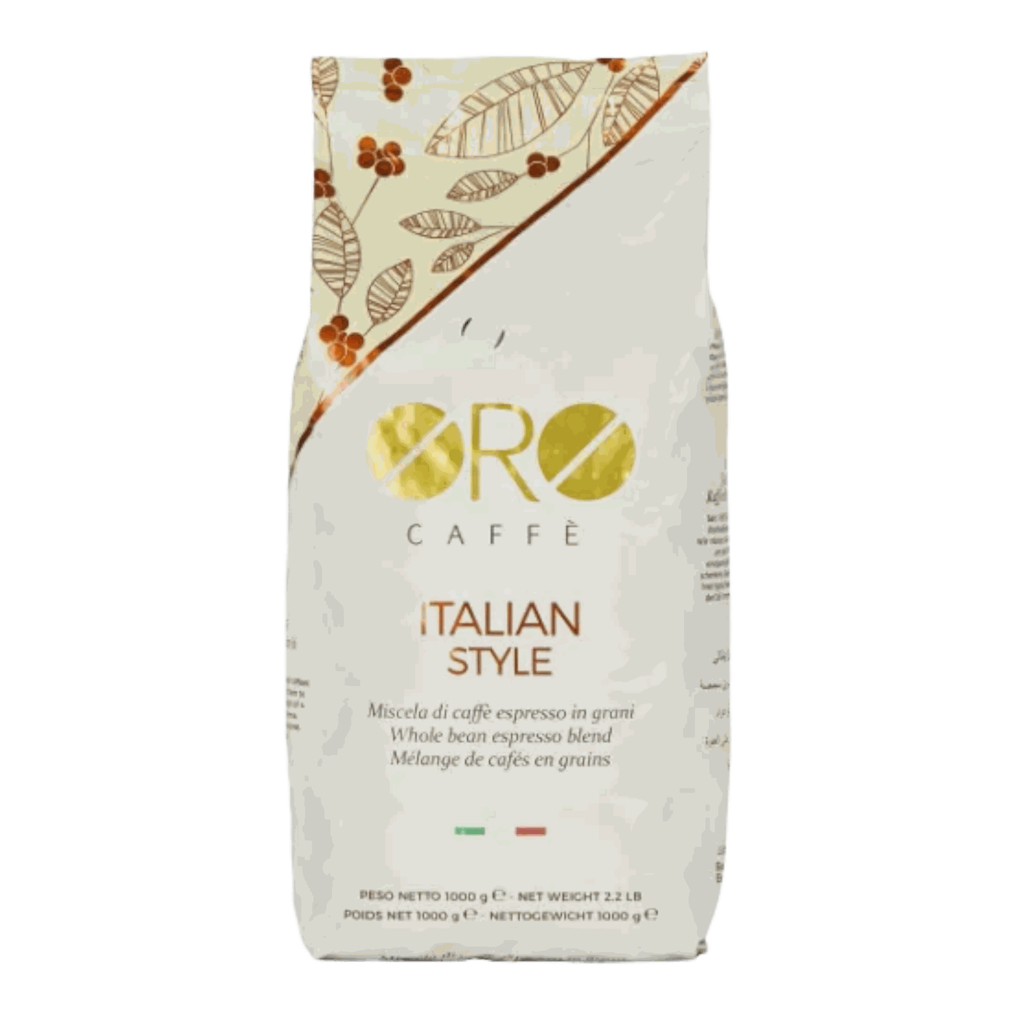 Oro Caffe Espresso Italian Style 1 kg Whole Bean Coffee Packaging