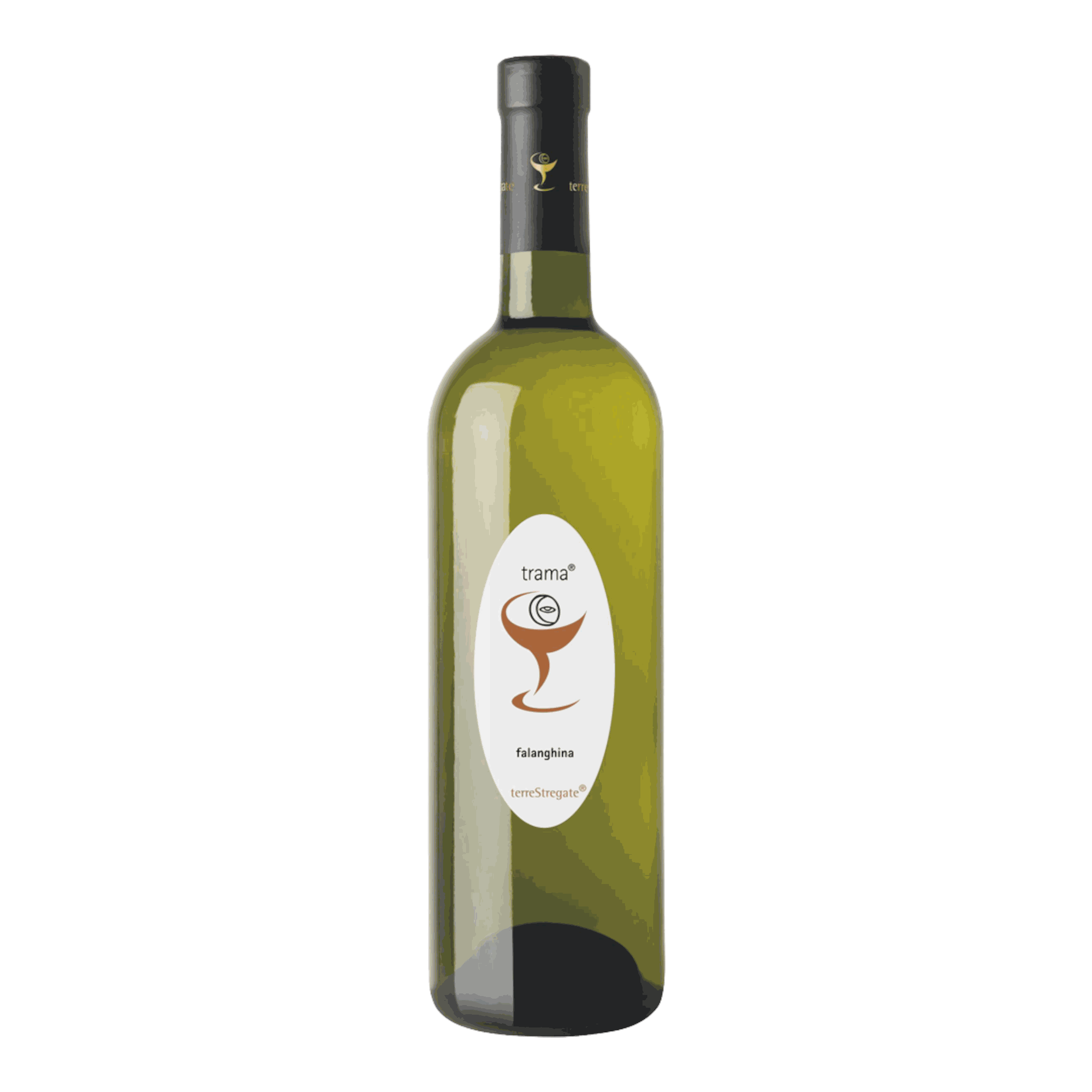 Terre Stregate Falanghina Trama 2019 wine bottle with straw-yellow color.