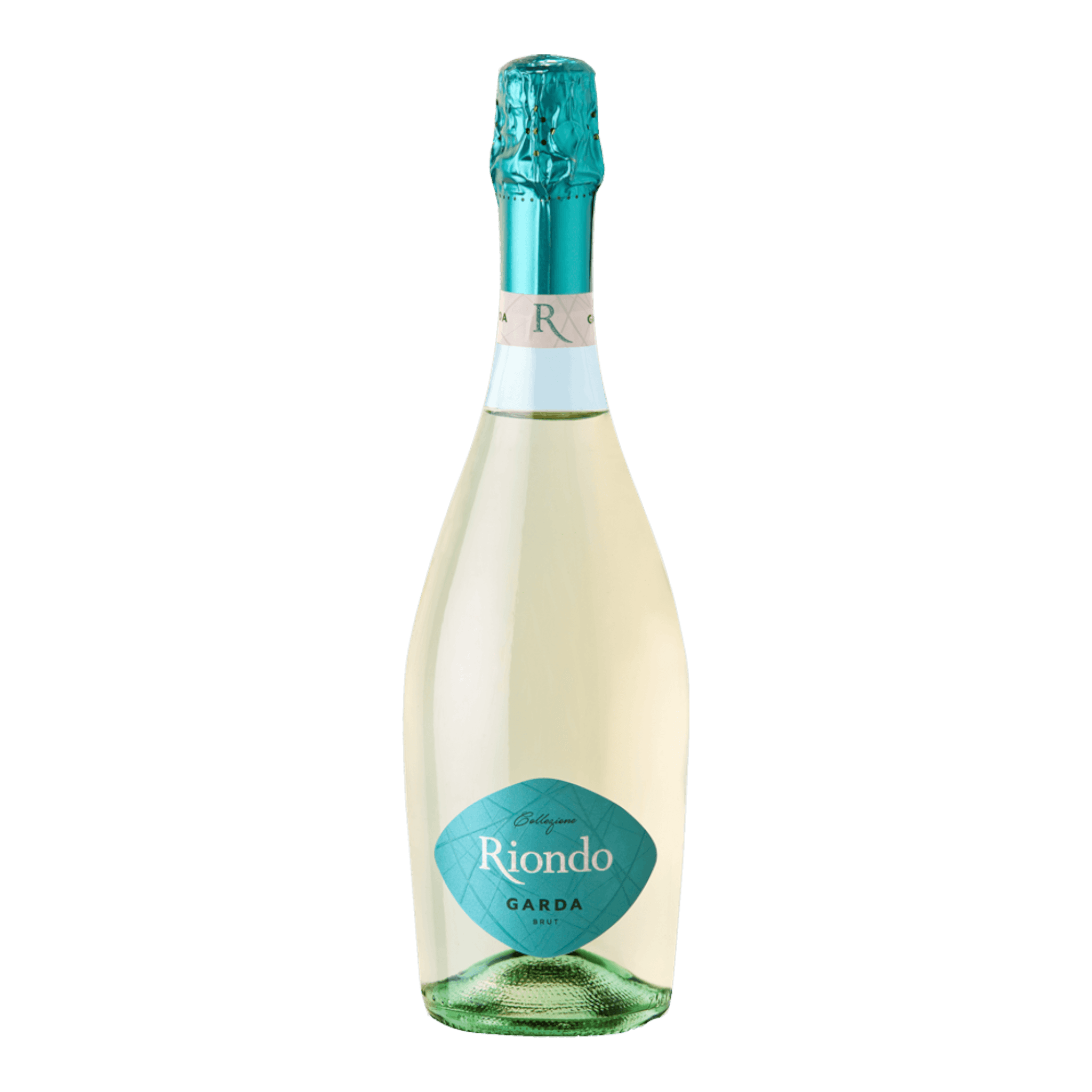 Riondo Spumante Garda Brut bottle featuring a turquoise label.