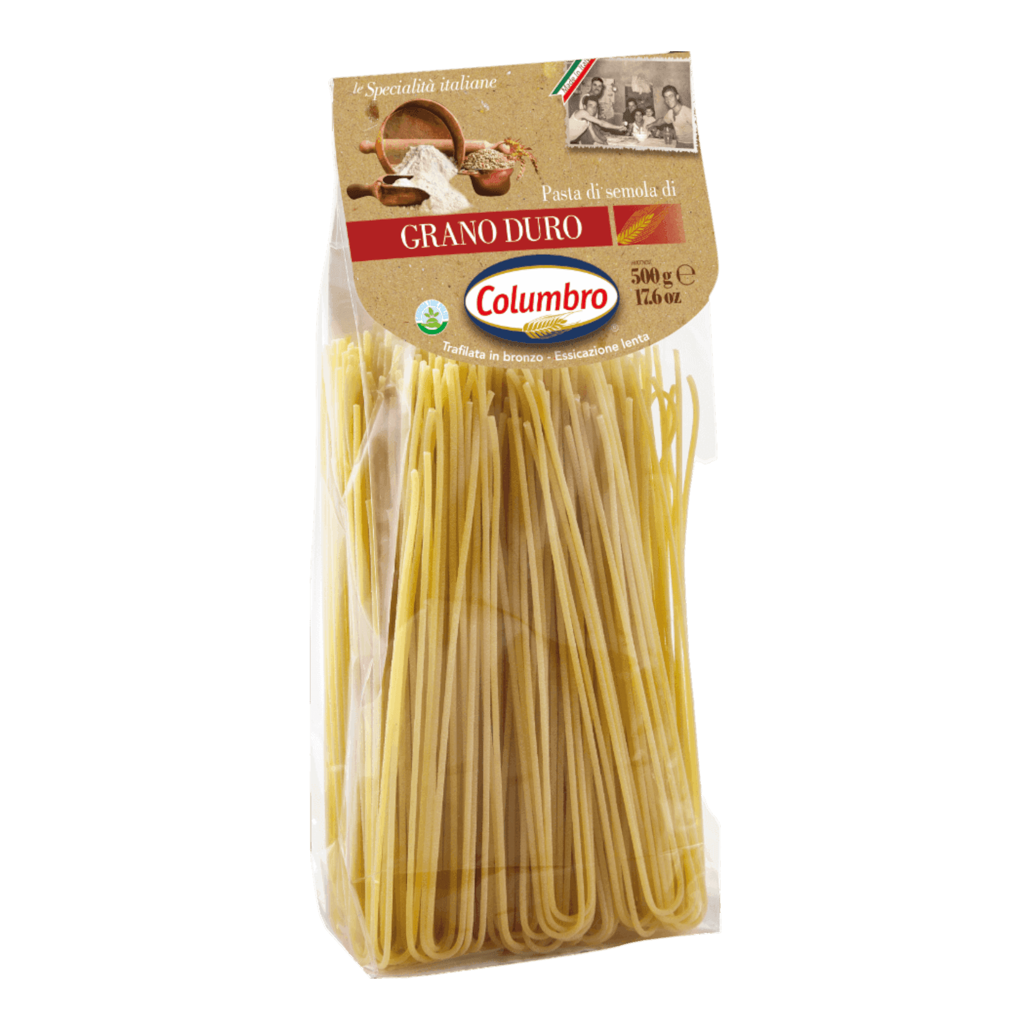 Columbro Spaghetti package with 8-10 minute cook time.