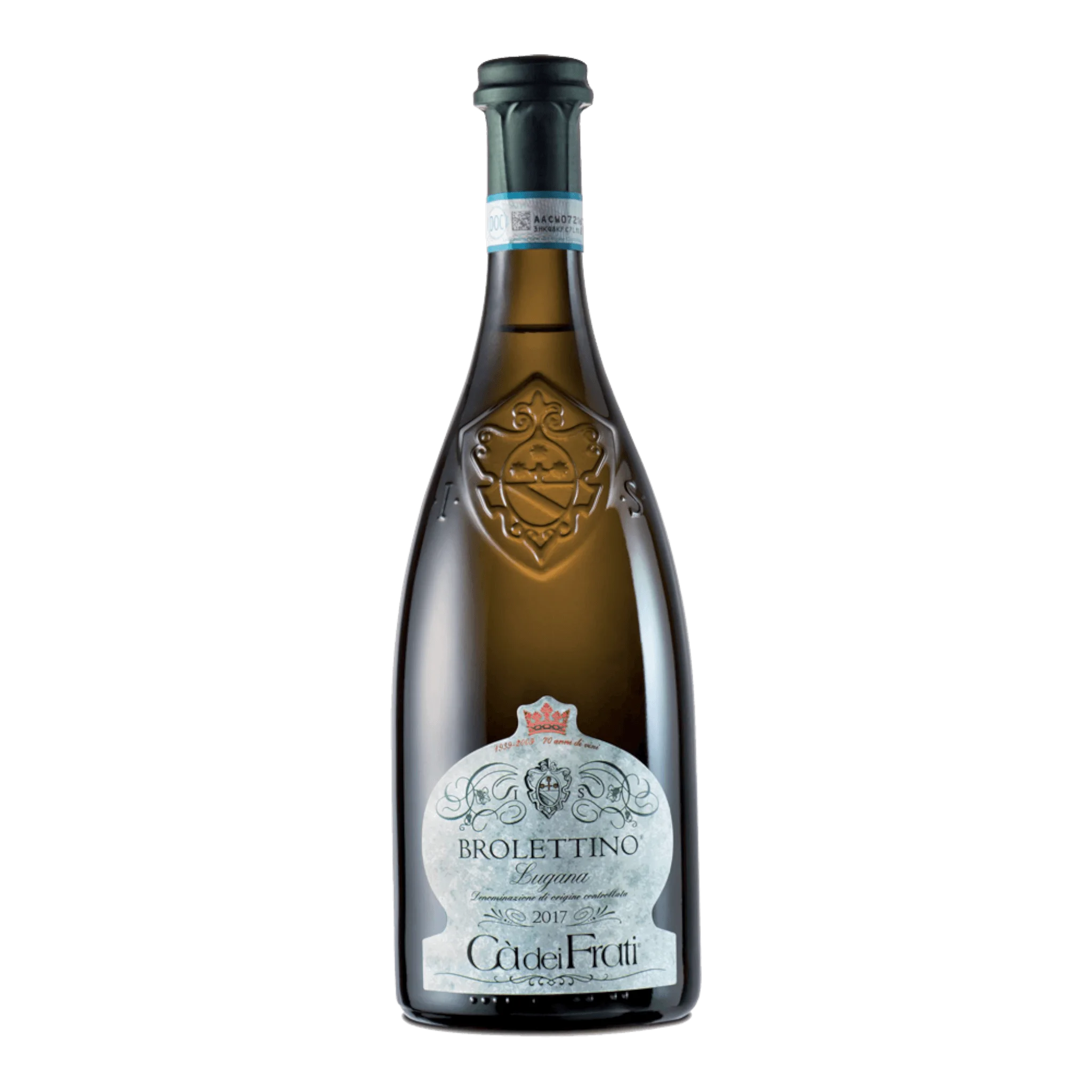 Cà Dei Frati Lugana Brolettino 2022 wine bottle with elegant label design.