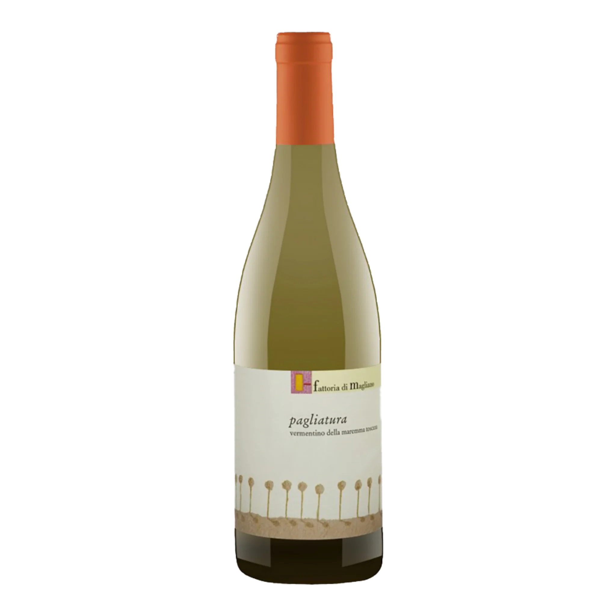 Weinflasche Fattoria Magliano Pagliatura Vermentino Di Maremma Toscana 2017 mit orangem Deckel