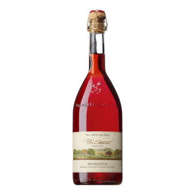Jörg Geiger Prisecco Rotfruchtig Alkoholfrei bottle with red fruit flavors.