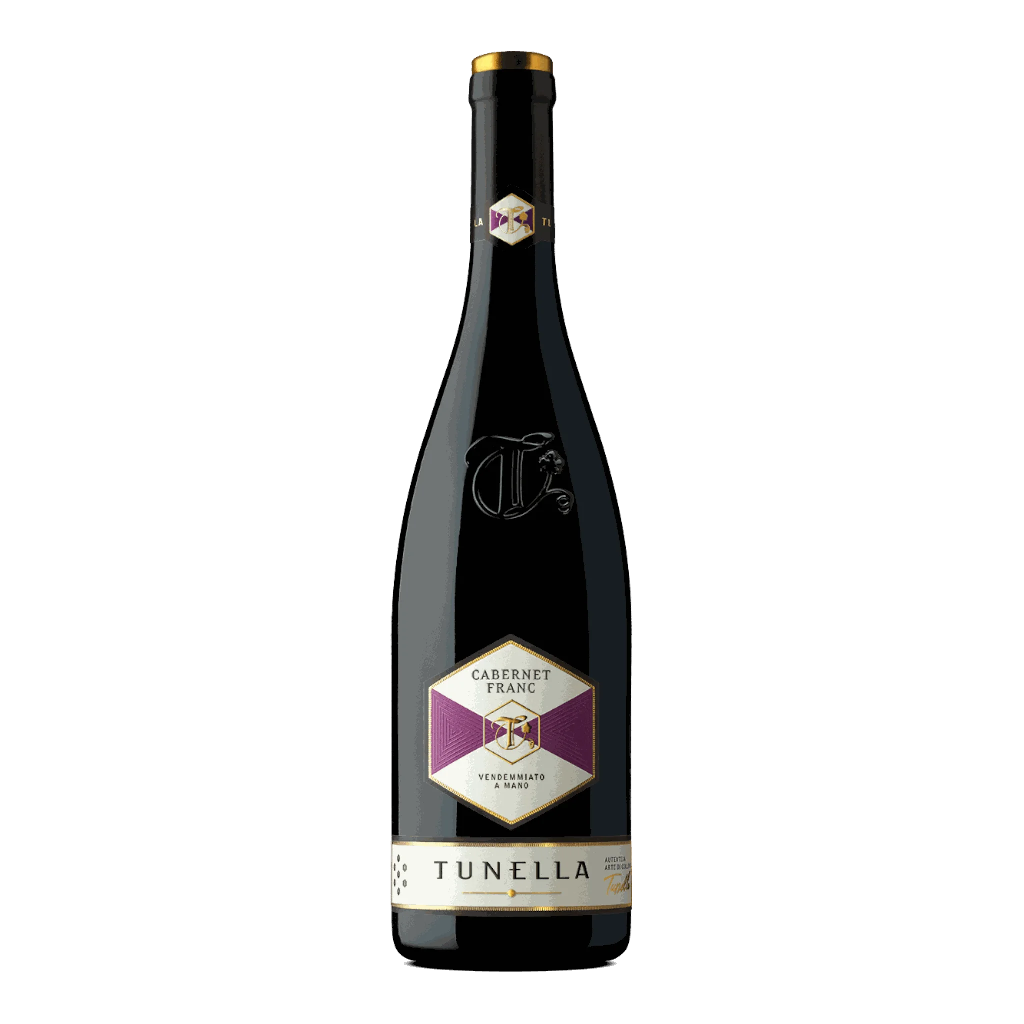 Flasche Tunella Cabernet Franc 2021 in intensivem Rubinrot, perfekt für Weinliebhaber