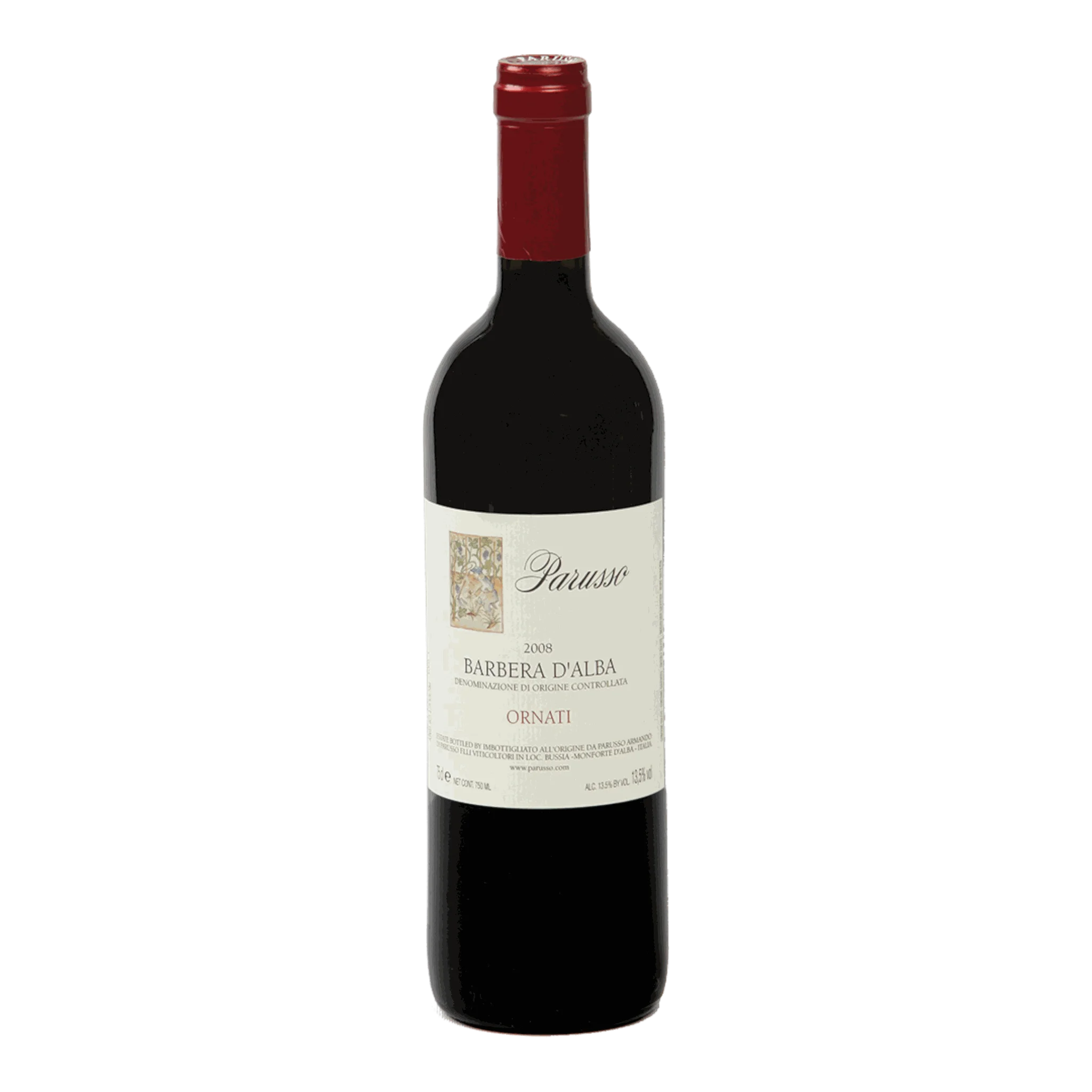 Rote Weinflasche Parusso Barbera D’Alba Ornati 2022 für genussvolle Moment