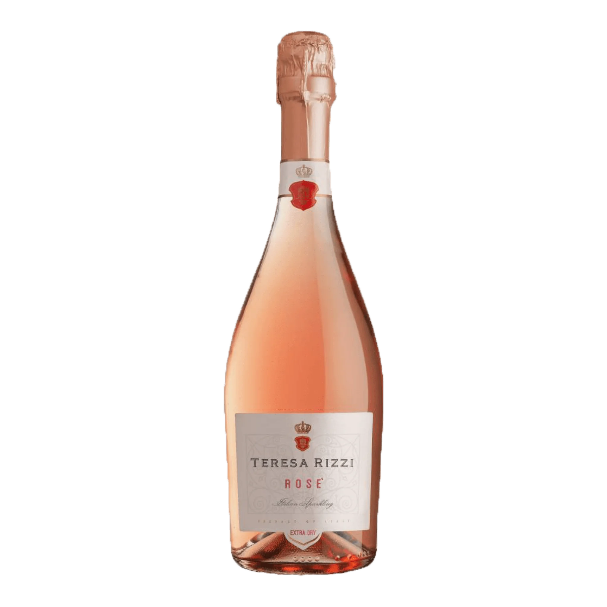 Teresa Rizzi Spumante Rosé Extra Dry bottle with elegant label in pink hue.