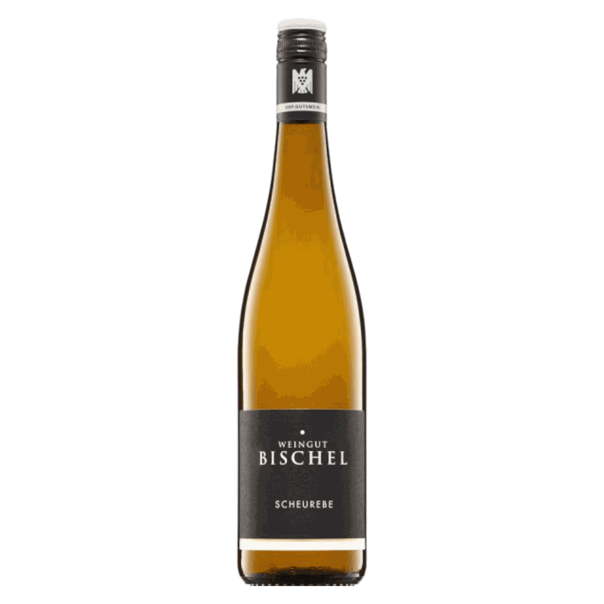 Weingut Bischel Scheurebe 2020 wine bottle with a label, featuring notes of vineyard peach, passion fruit, and cassis.